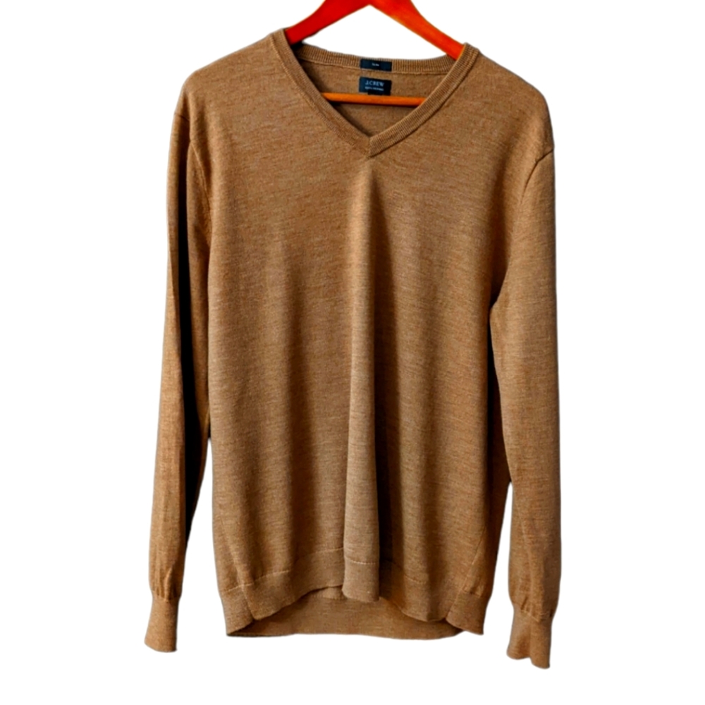 J. Crew V- Neck Sweater Merino Wool Men's XL Slim Fit